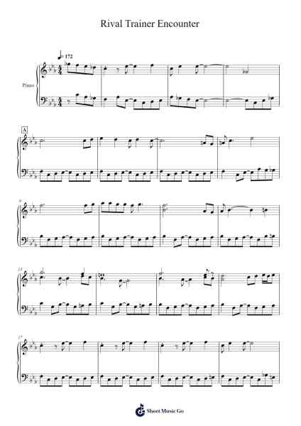 Rival Trainer Encounter Sheet Music by Junichi Masuda-Arr.Janron