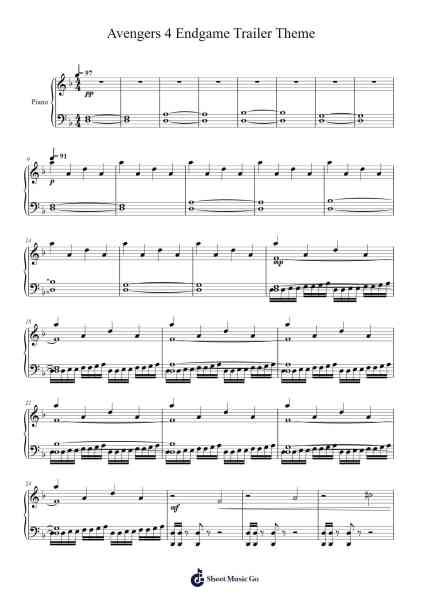 Avengers 4 Endgame Trailer Theme Sheet Music by -Arr.Sret