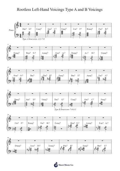 Rootless Left-Hand Voicings Type A and B Voicings Sheet Music by Higan Rosbitt-Arr.Cherlian Zimreed
