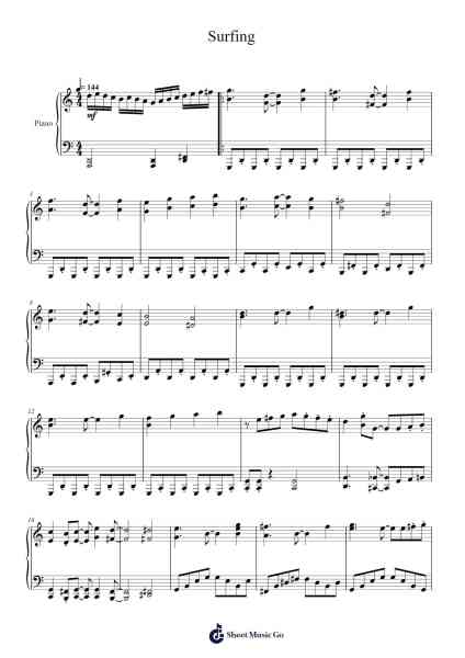 Surfing Sheet Music by Shota Kageyama-Arr.Greenlew