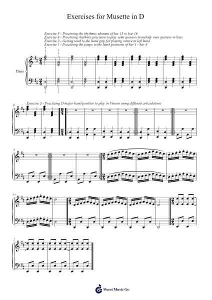Exercises for Musette in D Sheet Music by -Arr.Moulcole Inkit