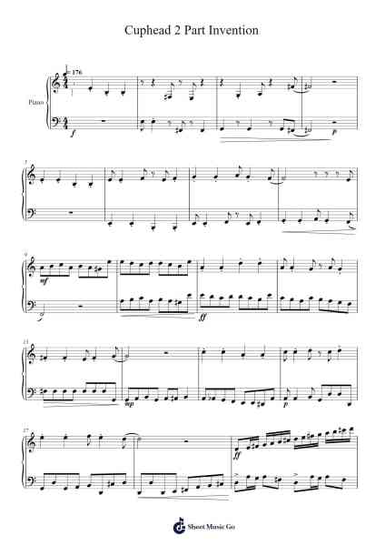 Cuphead 2 Part Invention Sheet Music by Receptional-Arr.Auslus Yeachard