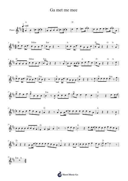Ga met me mee Sheet Music by Jeroen Granneman-Arr.Vanlett Hudrey