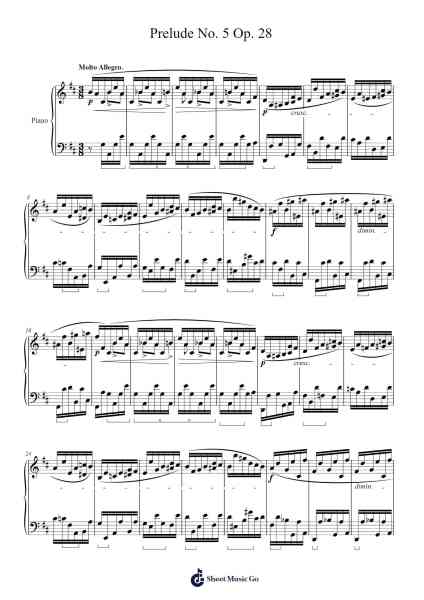 Prelude No. 5 in D Major, Op. 28 "Uncertainty" Sheet Music by Frédéric Chopin-Arr.Humglas Leathus