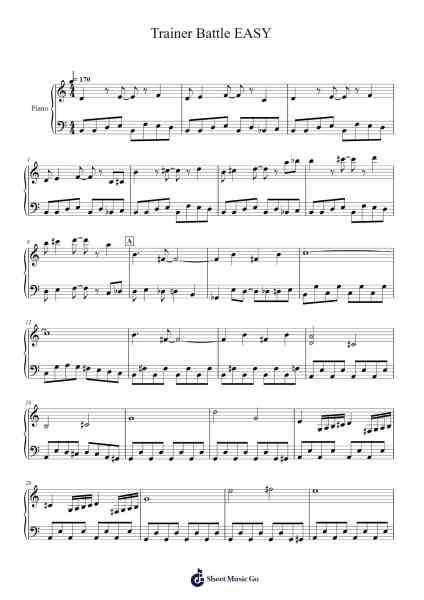 Trainer Battle EASY Sheet Music by Junichi Masuda-Arr.Franfield Pricecil