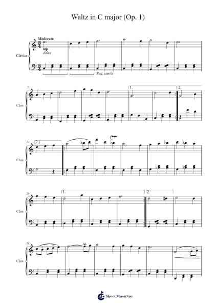 Waltz in C Major, Op. 1 Sheet Music by Eduard K. Tomas-Arr.Chao'neil Wantience