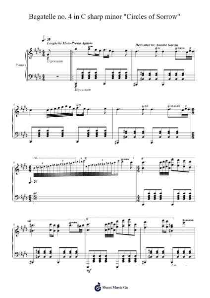 Bagatelle No. 4 in C Sharp Minor "Circles of Sorrow" Sheet Music by J.Javier-Arr.Otnold