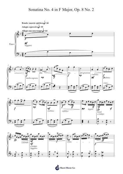 Sonatina No. 4 in F Major, Op. 8 No. 2 Sheet Music by Emile Joseph Tromp-Arr.Jeffsey