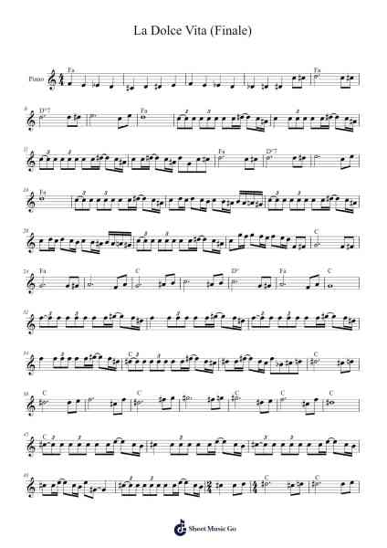 La Dolce Vita (Finale) Sheet Music by Nino Rota-Arr.Clifffitch