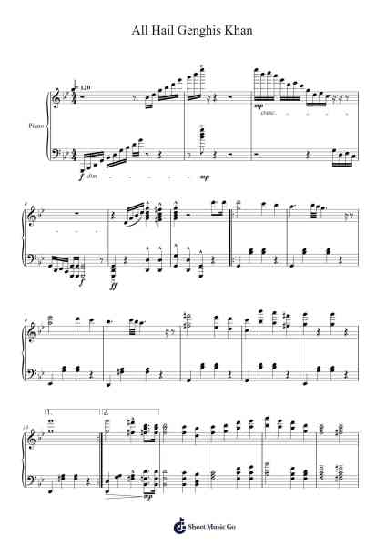 All Hail Genghis Khan Sheet Music by Kaiden James-Arr.Bunjoan Payley