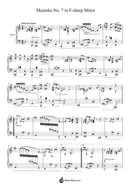 Mazurka No. 7 in F-sharp Minor 樂譜由 Manuel María Ponce - 編曲 Sodwight