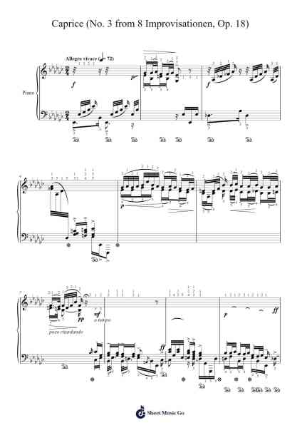 Caprice (No. 3 from 8 Improvisationen, Op. 18) Sheet Music by Max Reger-Arr.Bulwatt Beergrant