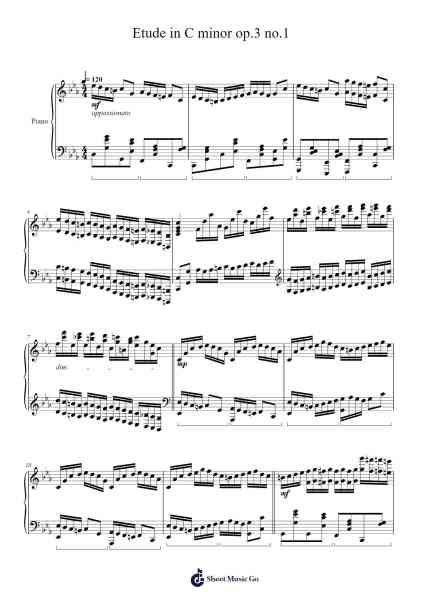 Etude in C minor op.3 no.1 樂譜由 undefined - 編曲 Waygrid