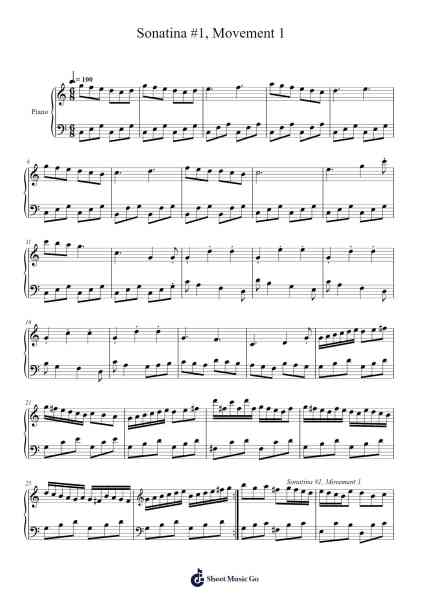 Sonatina #1, Movement 1 Sheet Music by Conor Thompson-Arr.Yedpont