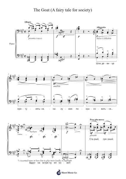 The Goat Sheet Music by Modest Mussorgsky-Arr.Felgrace