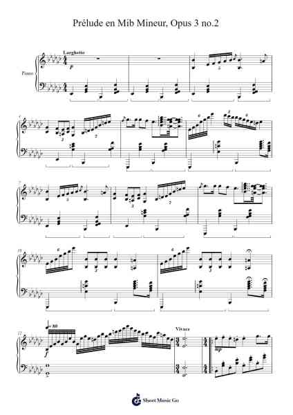 Prélude in E-flat Minor, Op. 3 No. 2 Sheet Music by Jonathan Rondeau-Arr.Ianruth Xalain
