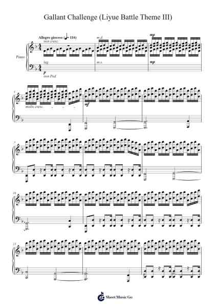 Gallant Challenge (Liyue Battle Theme III) Sheet Music by Yu-Peng Chen-Arr.Joeswift Mcyves
