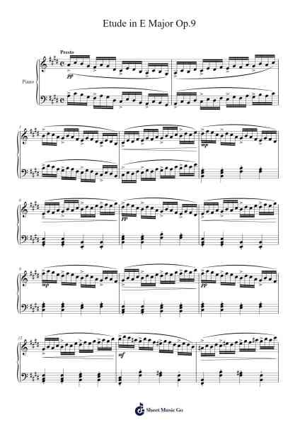 Etude in E Major, Op. 9 Sheet Music by Viomin-Arr.Muthia Upsay