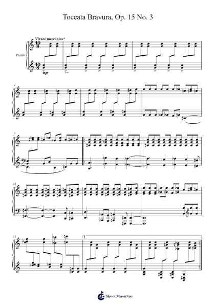 Toccata Bravura, Op. 15 No. 3 Sheet Music by Yağız Arslan-Arr.Twainryl