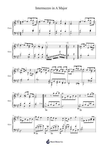 Intermezzo in A Major Sheet Music by Verlenzius-Arr.Odefred