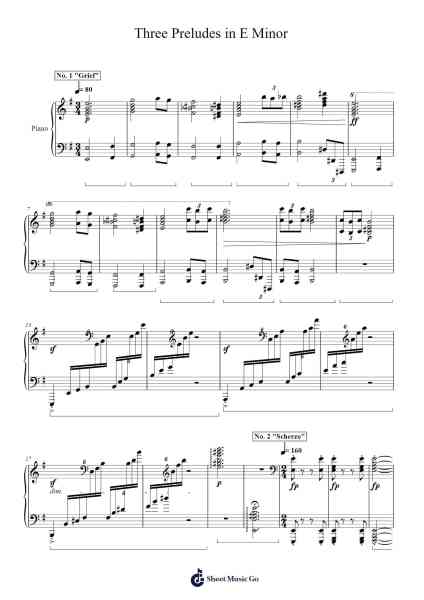 Three Preludes in E Minor Sheet Music by Samuel D. Kubik-Arr.Foxbroad Wilsey