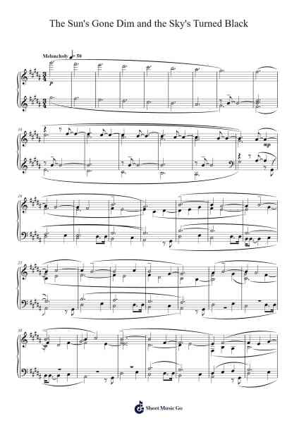 The Sun's Gone Dim and the Sky's Turned Black Sheet Music by Jóhann Jóhannsson-Arr.Quinncol