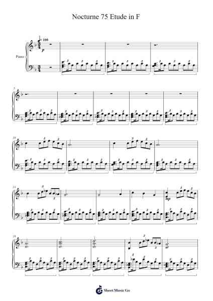Nocturne 75 Etude in F Sheet Music by Ronald Karle-Arr.Norther