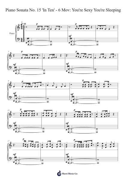 Piano Sonata No. 15 'In Ten' - 6 Mov: You're Sexy You're Sleeping Sheet Music by JCS/TAB-Arr.Clairenor Jouvic