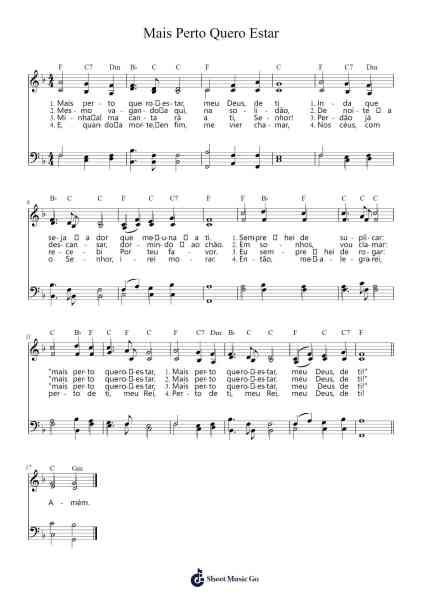Mais Perto Quero Estar 樂譜由 Panwebb Jamesnan - 編曲 Wyli