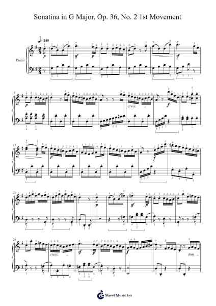 Sonatina in G Major, Op. 36, No. 2: I. Allegretto Sheet Music by Muzio Clementi-Arr.Haletra Kimstone