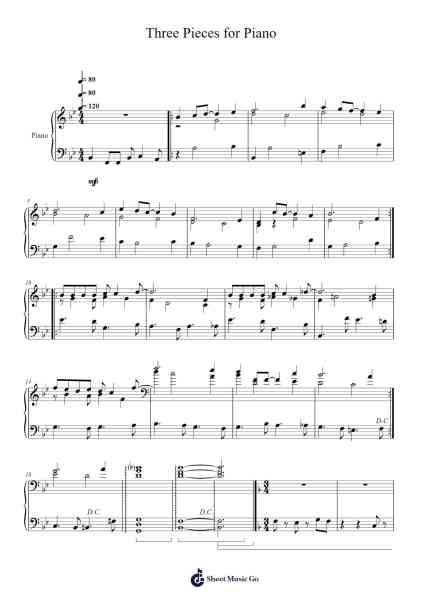 Three Pieces for Piano Sheet Music by Faybaird-Arr.Kayien Goldine