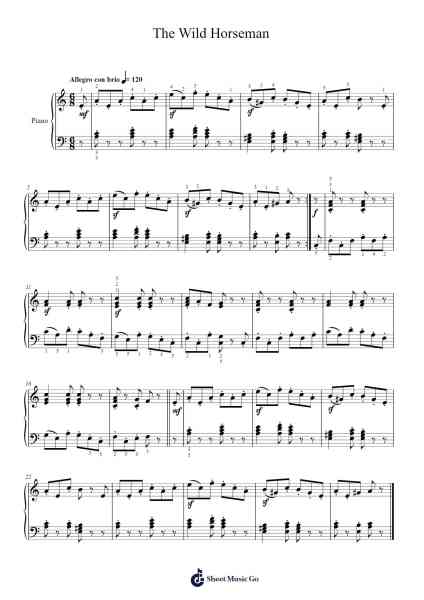 The Wild Horseman 楽譜 by Robert Schumann-Arr.Jeamesqy