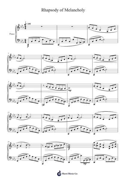 Rhapsody of Melancholy Sheet Music by Masao Aichi-Arr.Duttdes Dawnpril