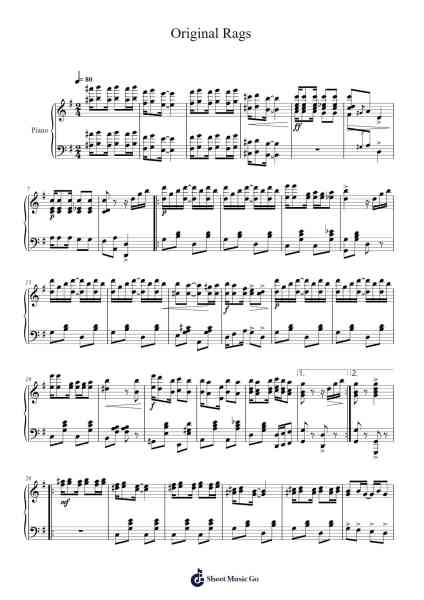Original Rags Sheet Music by Scott Joplin-Arr.Housebuck Boylejones