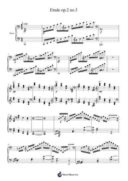 Etude Op. 2 No. 3 Sheet Music by Bobdel Usan-Arr.Yuledawn