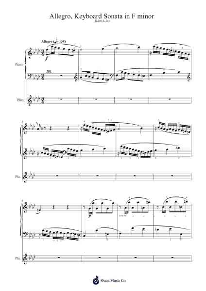 Keyboard Sonata in F Minor, K.239, L.281 Sheet Music by Domenico Scarlatti-Arr.Caescott