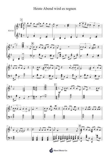 Heute Abend wird es regnen Sheet Music by AnnenMayKantereit-Arr.Inbuck