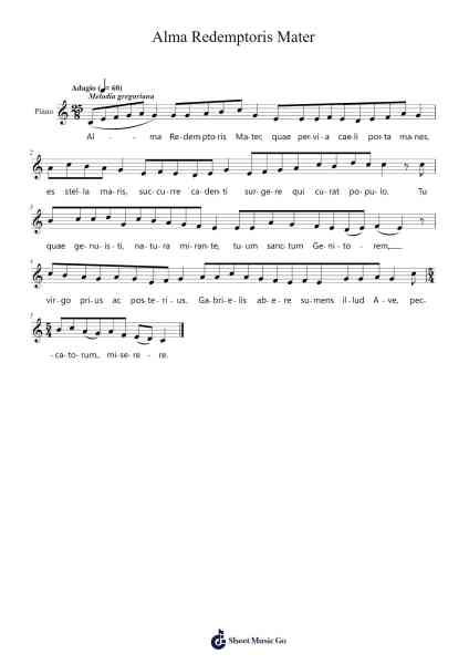 Alma Redemptoris Mater Sheet Music by Liber Usualis-Arr.Reylome