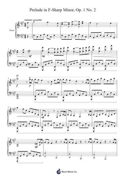Prelude in F-Sharp Minor, Op. 1 No. 2 Sheet Music by E. Sand-Arr.Leifclaire Frankbrooke