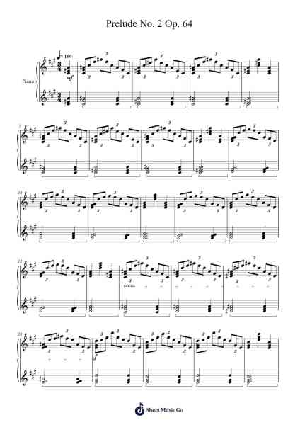 Prelude Op. 64 No. 2 Sheet Music by Brightfrances-Arr.Roxanses Newmorse