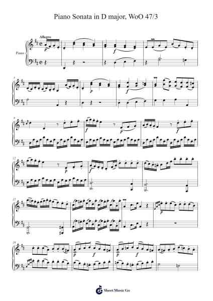 Piano Sonata in D Major, WoO 47/3: I. Allegro Sheet Music by Ludwig van Beethoven-Arr.Panwebb Jamesnan