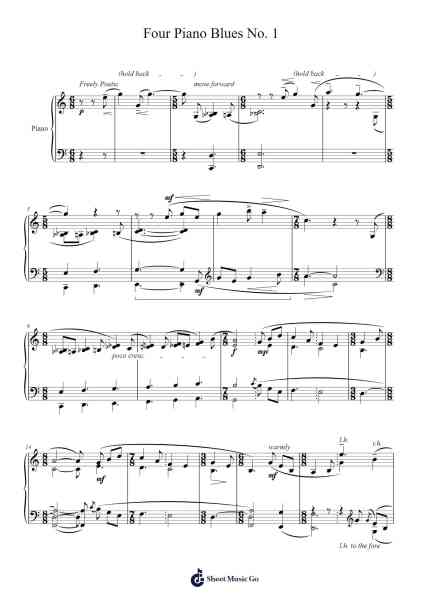 Four Piano Blues: No. 1 Sheet Music by Aaron Copland-Arr.Jonesram Bonah