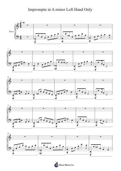 Impromptu in A minor Left Hand Only Musica per pianoforte di Ronald Karle - Arr.Groral
