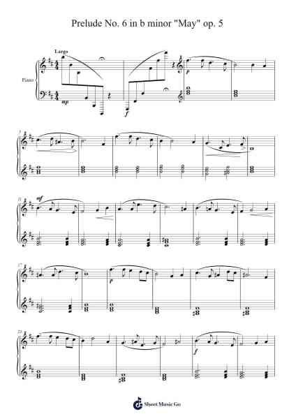 Prelude No. 6 in B Minor, Op. 5 "May" Sheet Music by Jonathan M. Duncan-Arr.Ranlass Dulelroy