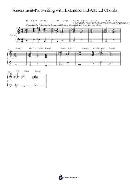 Assessment-Partwriting with Extended and Altered Chords Sheet Music by -Arr.Morecius Wake
