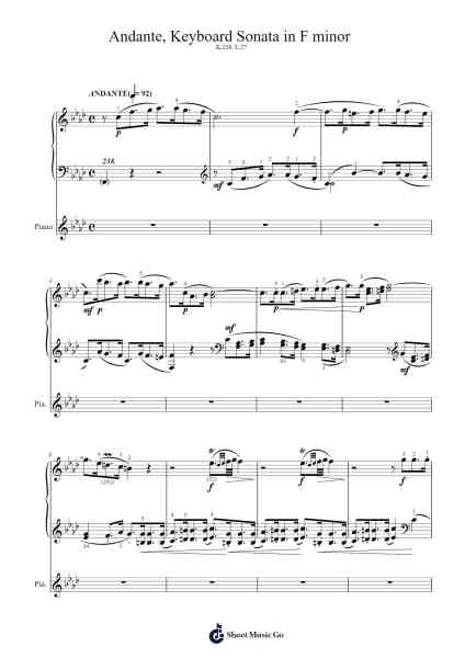 Keyboard Sonata in F Minor, K.238, L.27 Sheet Music by Domenico Scarlatti-Arr.Wildeh Francesgrace