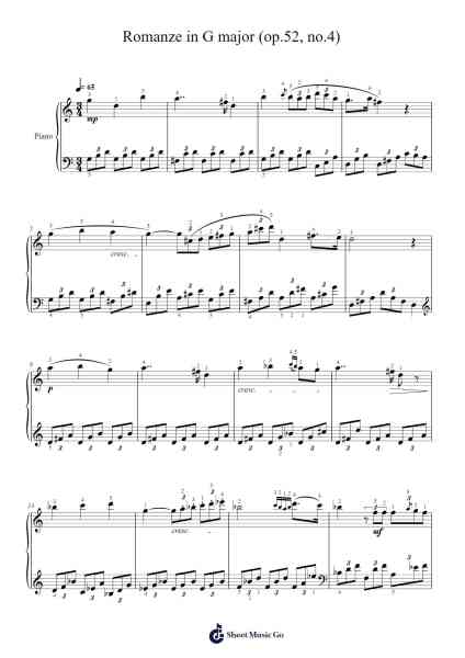 Romanze in G Major, Op. 52, No. 4 Sheet Music by Johann Nepomuk Hummel-Arr.Boycegold