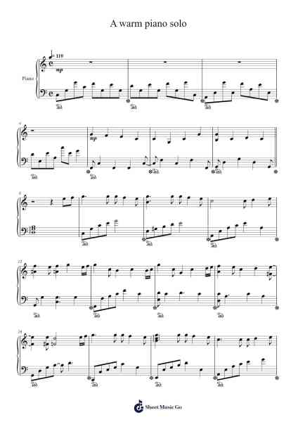 A warm piano solo Sheet Music by Trawill Chloezer-Arr.Bartblack Jobky