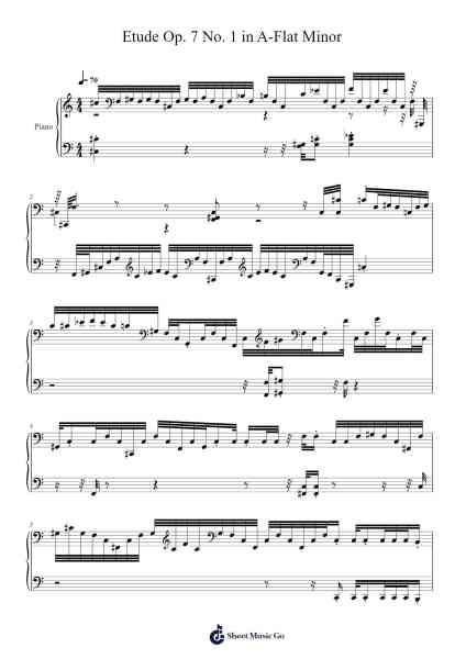 Etude Op. 7 No. 1 in A-Flat Minor Sheet Music by Buttersthepuppy-Arr.Walry