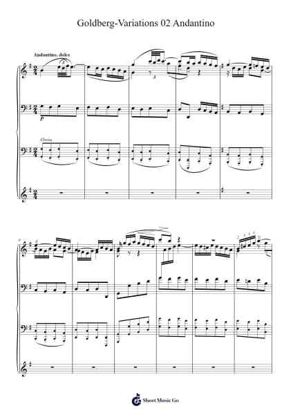 Goldberg-Variations 02 Andantino Sheet Music by Johann Sebastian Bach-Arr.Nelrist Hornrias